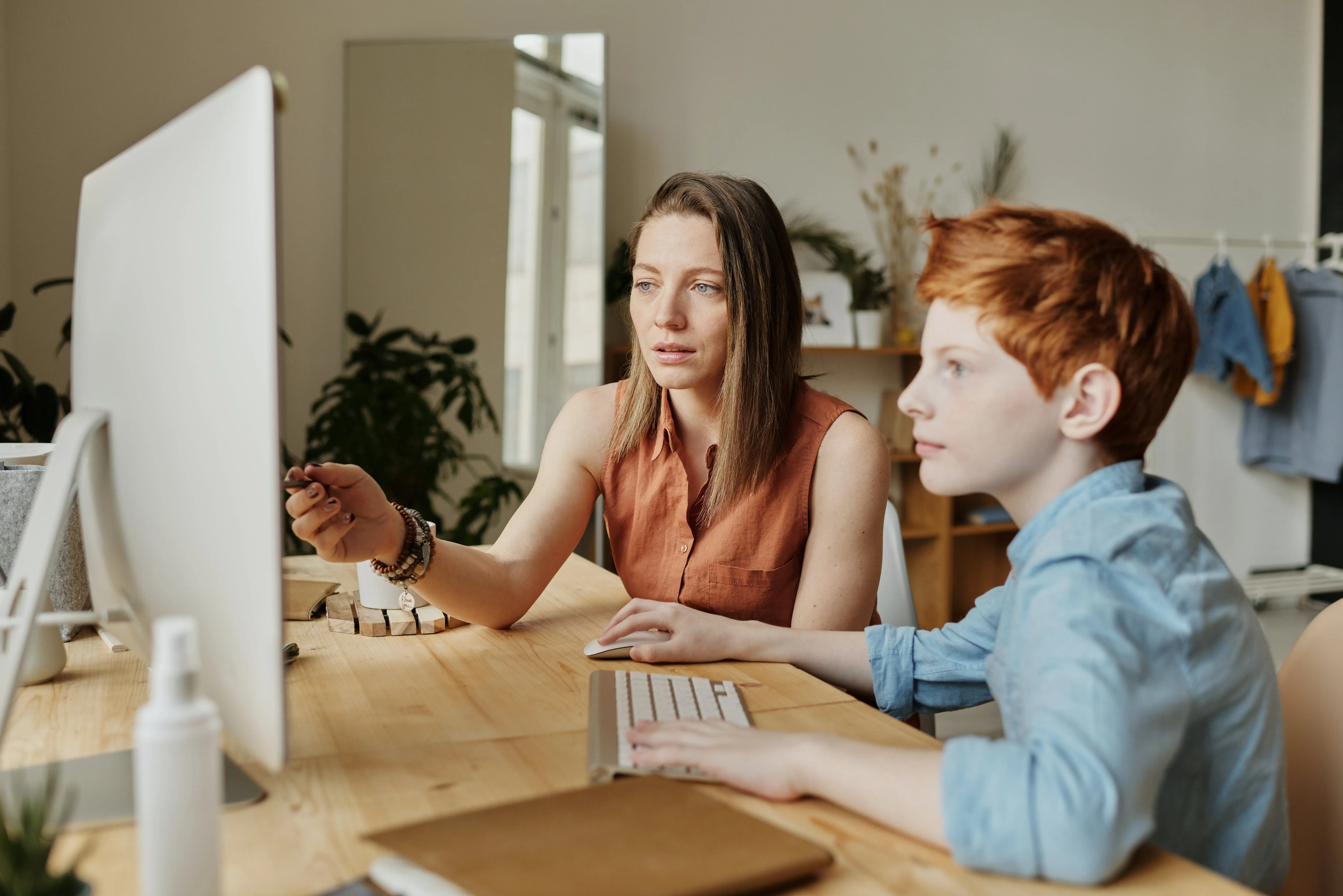 Mother and Student doing maths